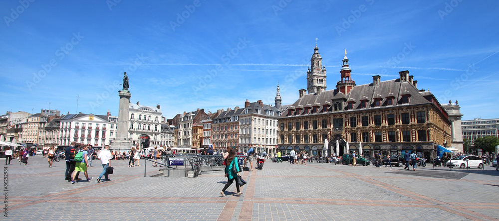 Lille (North of France) / Grand place - obrazy, fototapety, plakaty 