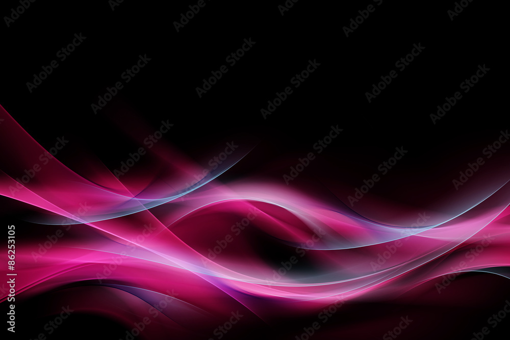 Pink Blue Light Abstract Waves Background - obrazy, fototapety, plakaty 