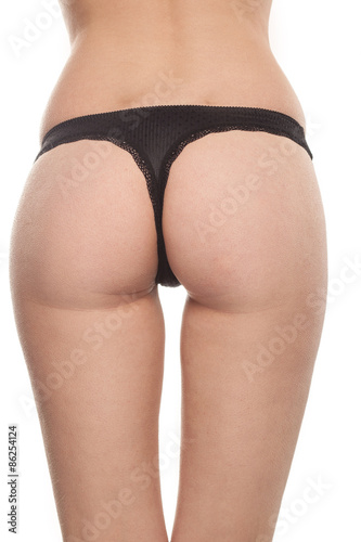 Woman With Sexy Butt Ass In Black Thong Isolated On White Background Woman With Sexy Butt Ass In Black Thong Isolated On White Background
