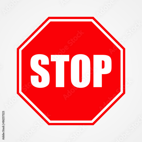 Cuadros en Lienzo Sign stop red vector illustration