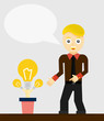 © antishock - Young businessman talking about his new idea. Growing light