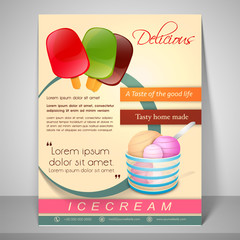 Wall Mural - Menu, template and banner for ice cream parlour.