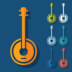 Aufkleber - flat design: banjo