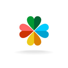 Four Leaves Colorful Clover Logo