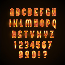 Vector Illustration Of Retro Glowing Font