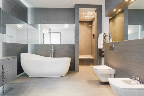 Fotografía Freestanding bath in modern bathroom
