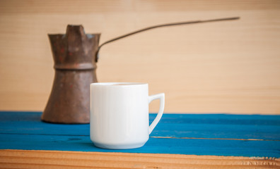 greek coffee on blue table