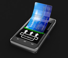 Poster - Touchscreen smartphone with credit card (clipping path included)