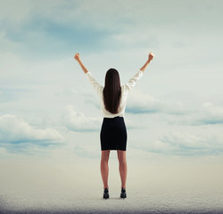 Wall Mural - happy woman over abstract background