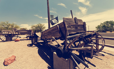 Route 66: Seligman Arizona, USA. Classical landmarks along Route 66 - Vintage Cars