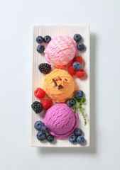 Wall Mural - Assorted ice cream with fresh berry fruit