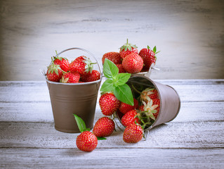 Wall Mural - Strawberry in a bucket.