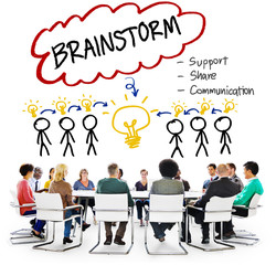 Sticker - Brainstorming Thinking Support Share Communication Concept