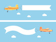 © lightgirl - Flying vintage plane with the advertising banner modern flat