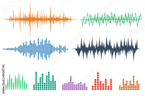 Fotografía Sound Wave Icon Set. Music soundwave icons set. Equalize audio a