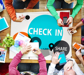 Poster - Check in Direction Navigation Share Application Concept