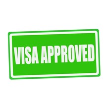 VISA APPROVED White Stamp Text On Green