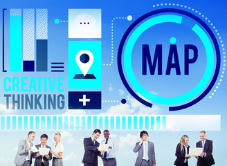 Wall Mural - Map Direction Destination Location Route Concept