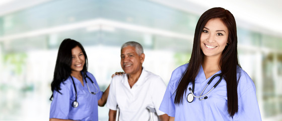 Sticker -  Health Care Worker and Elderly Man