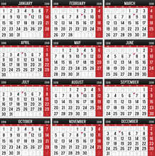 Calendar For The Year Of 2018