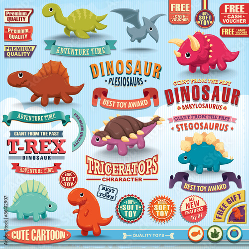 vintage-dinosaur-design-element-set