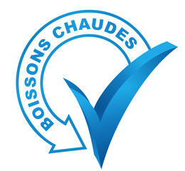Fototapete - boissons chaudes sur symbole validé bleu