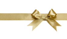 Gold Ribbon With Bow Isolated