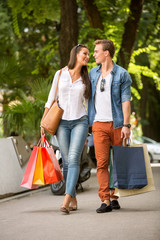 attractive couple at shopping