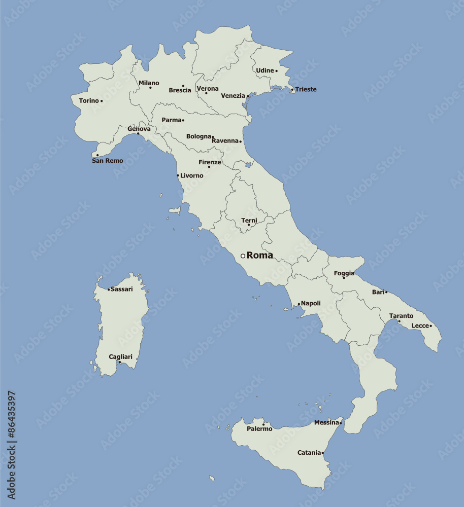 Professional Italian Map Highly detailed Italian map, Main Cities Stock Vector | Adobe Stock