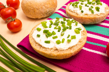 buns with cottage cheese and fresh radish