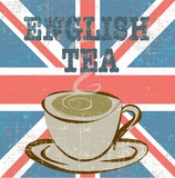 Fototapeta Londyn - ENGLISH TEA VINTAGE POSTER-VECTOR