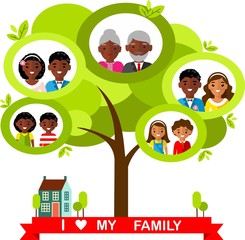  Vector concept of african american family tree
