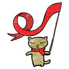 cartoon cat with flag