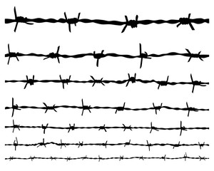 Black silhouette of the barbed wire