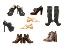 Set Of Various Woman Shoes.Isolated.