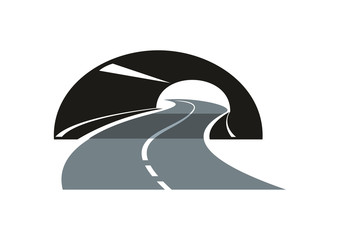 Wall Mural - Road icon winding through a tunnel