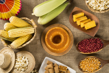 Wall Mural - Table of brazilian food to festa junina