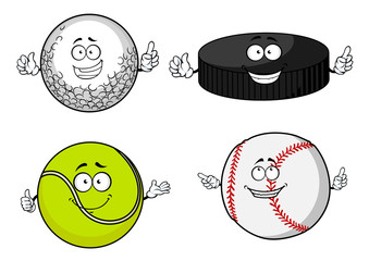 Wall Mural - Golf, tennis, baseball balls and hockey puck