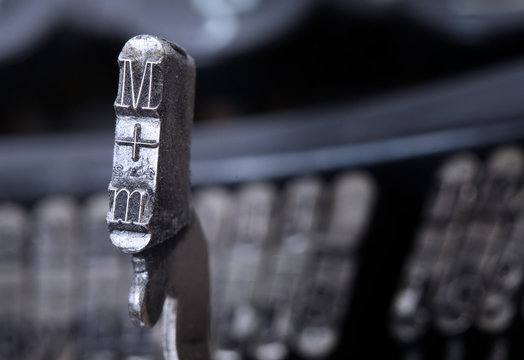 M hammer - old manual typewriter - cold blue filter