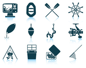 Canvas Print - Set of fishing icons