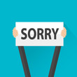 Businessman holding sorry sign, vector