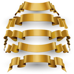 Gold Glossy vector ribbons set