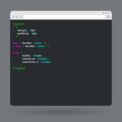 Flat browser window with code