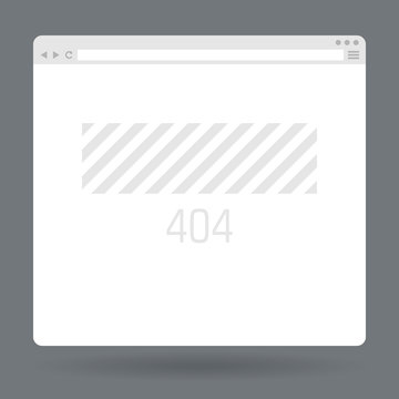 Flat browser window with page 404