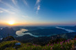 View To Lake Mondsee & Lake Attersee At Sunset From Schafbergspitze 1.783m
