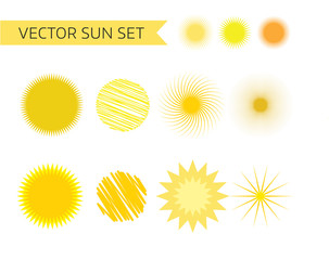 Canvas Print - Sun, summer and holiday icons set. Stock vector illustration for