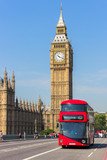 Fototapeta Londyn - The Big Ben with a double decker bus in front