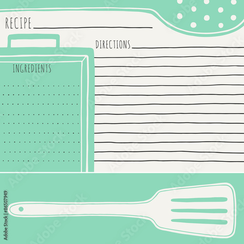 recipe card design vector illustration hand drawn kitchen recipe card design template