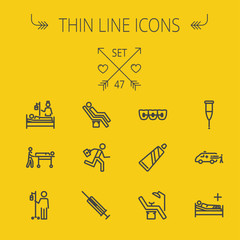 Medicine thin line icon set