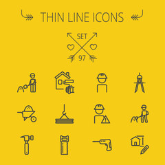 Sticker - Construction thin line icon set